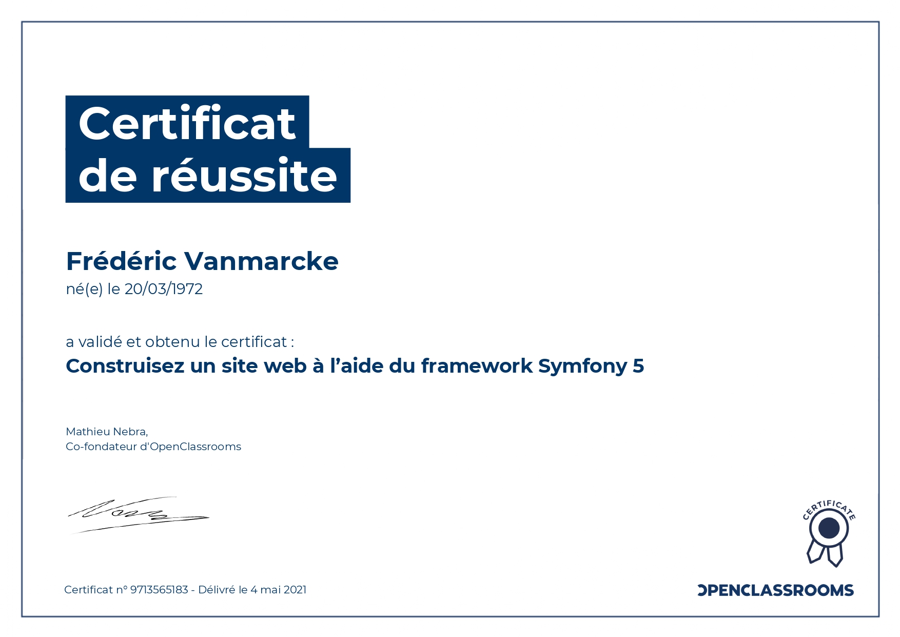 certificat symfony 5